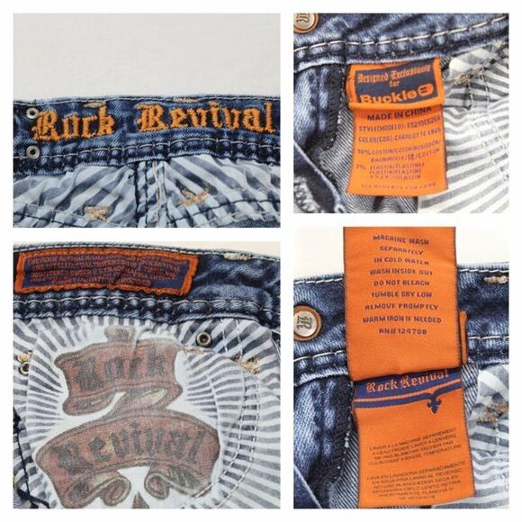 Rock Revival Charlotte Jeans Women's 26x30 Easy Boot Bling Rhinestone pockets - Picture 10 of 12